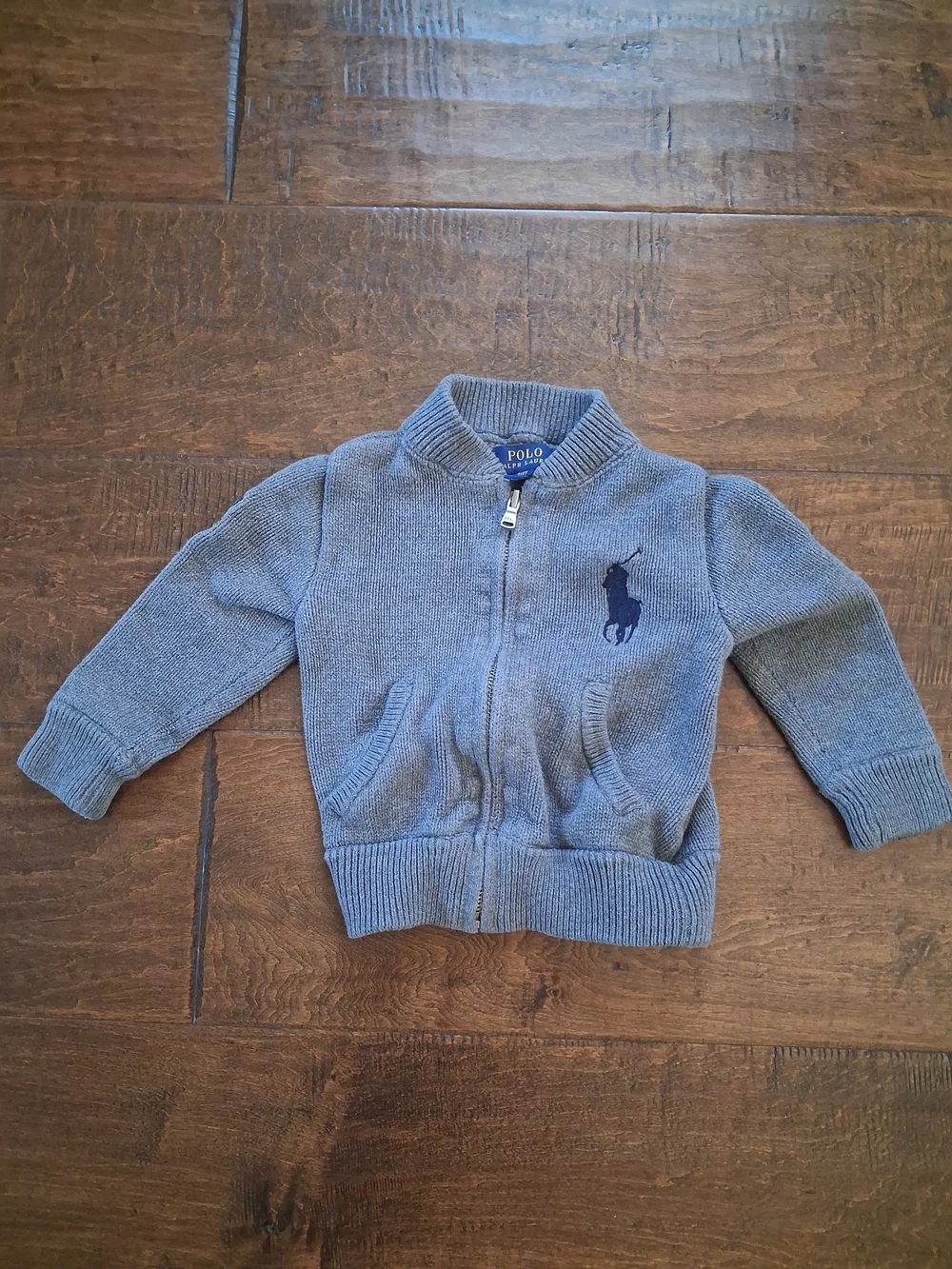 Polo Ralph Lauren Boys Grey Knit Zip-Up Hoodie Jacket